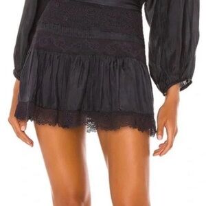 LoveShackFancy Charcoal Lace Skirt